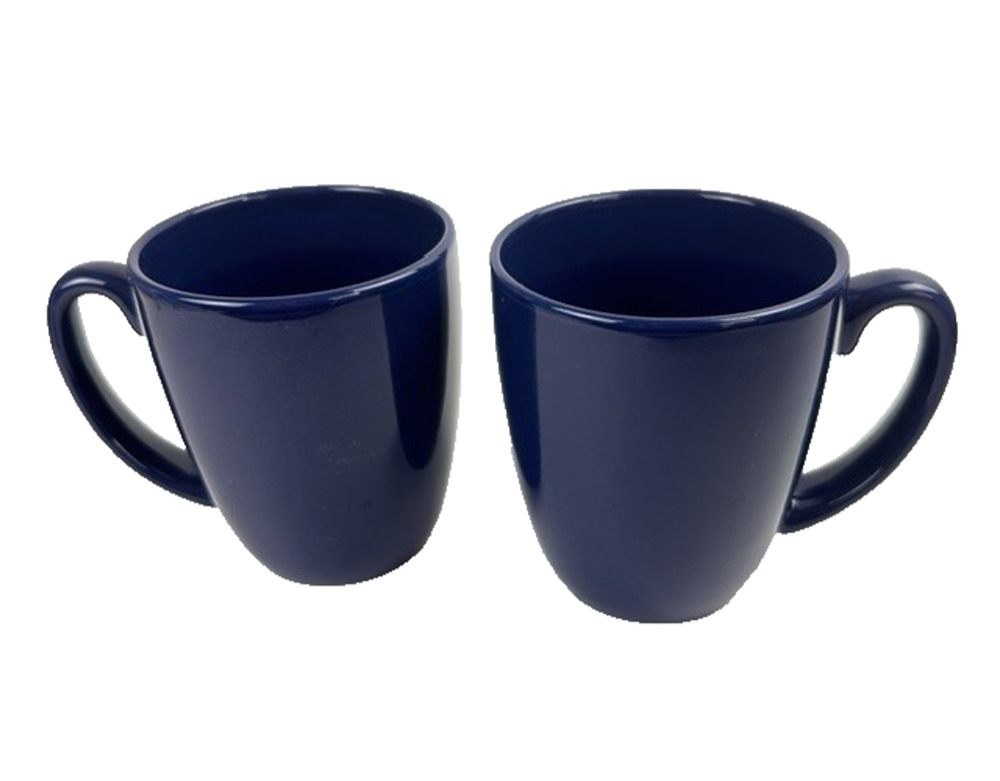 CORELLE Coordinates Stoneware Cup/Mugs Royal Deep Blue Set of 2 China Clean VTG
